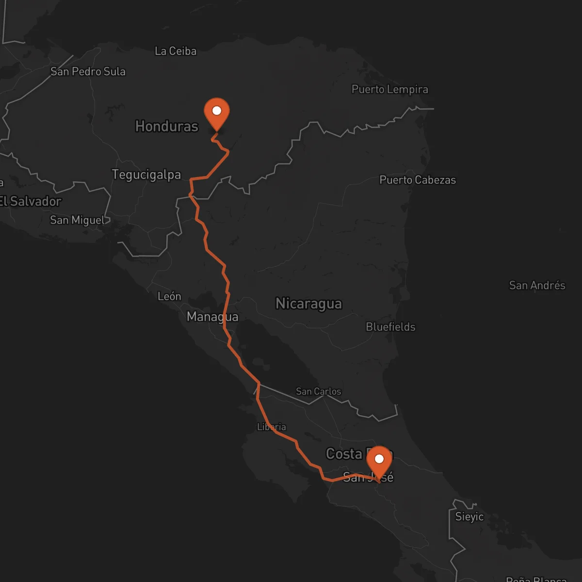Ruta Juticalpa - Cartago