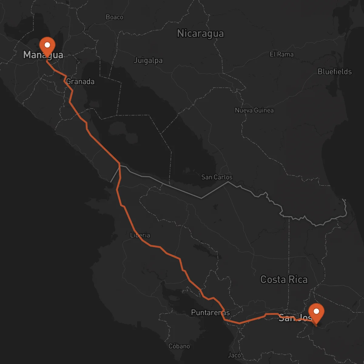 Ruta Cartago - Managua
