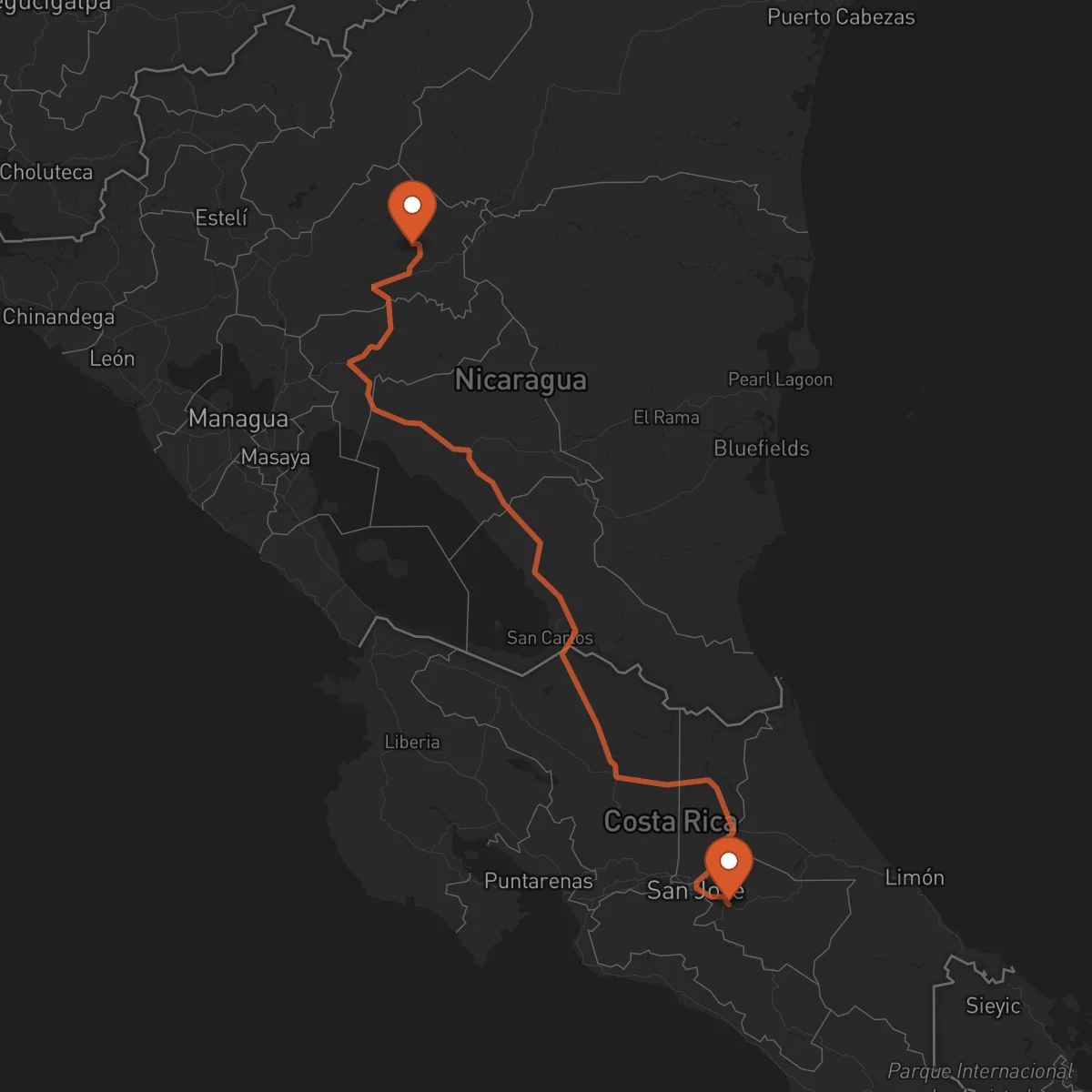 Ruta Cartago - Matagalpa