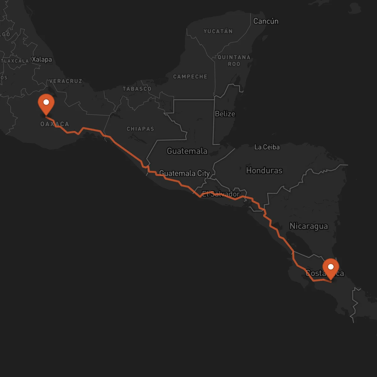 Ruta Cartago - Oaxaca de Juárez