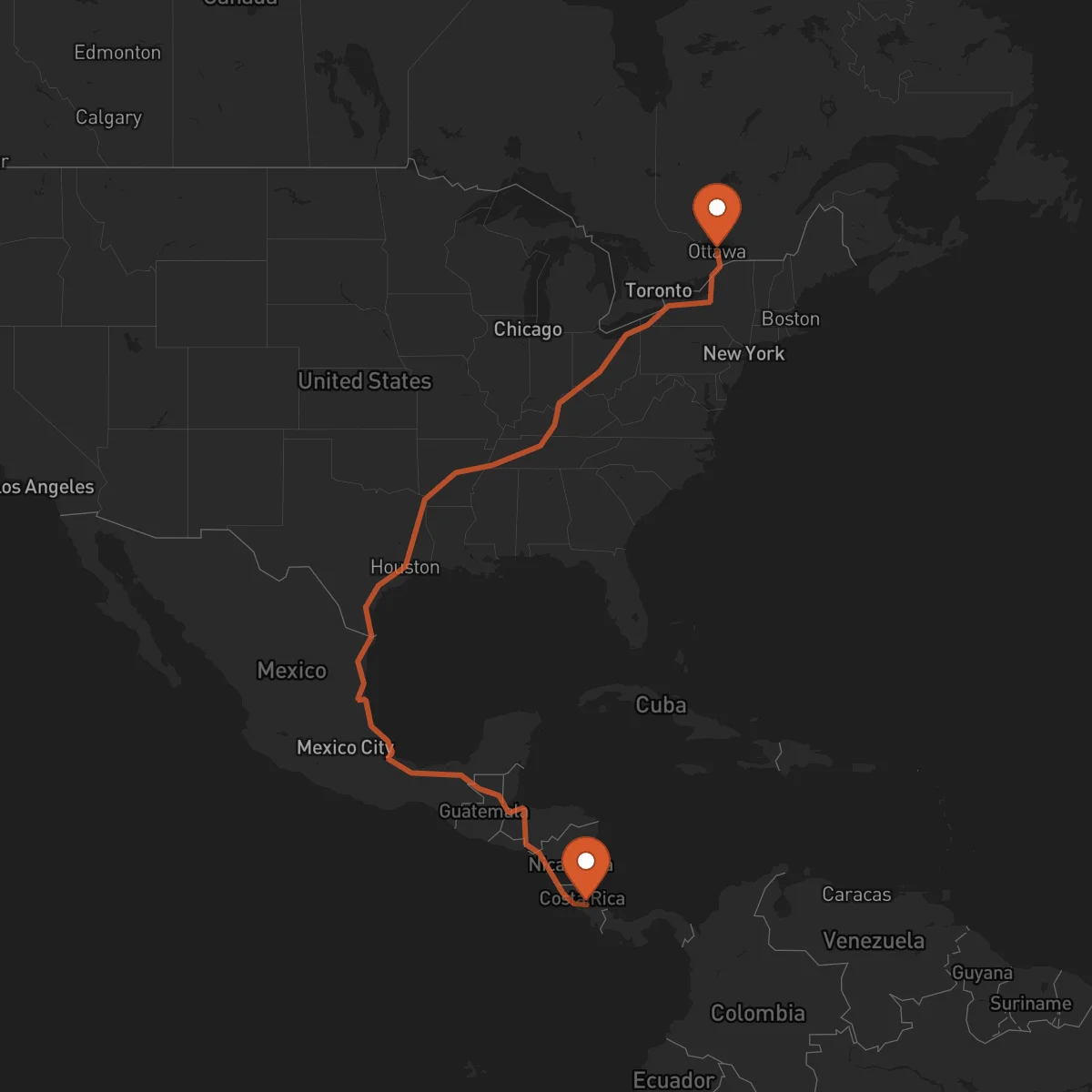 Ruta Ottawa - Cartago