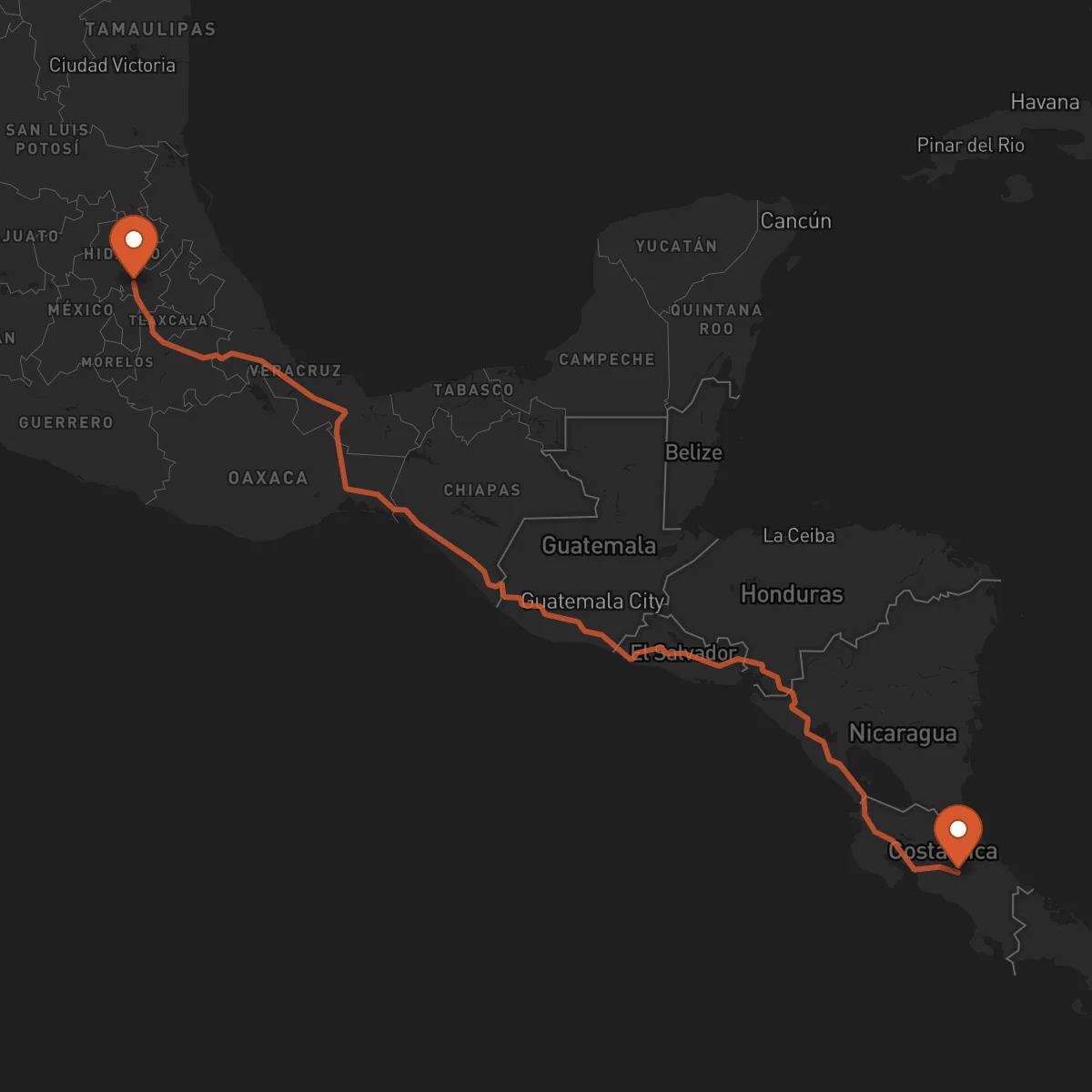 Ruta Cartago - Pachuca de Soto