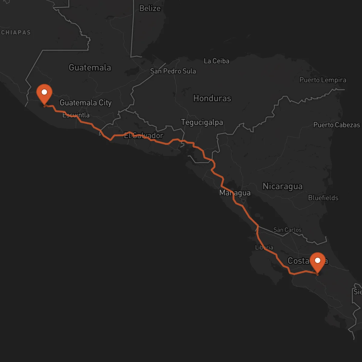 Ruta Retalhuleu - Cartago