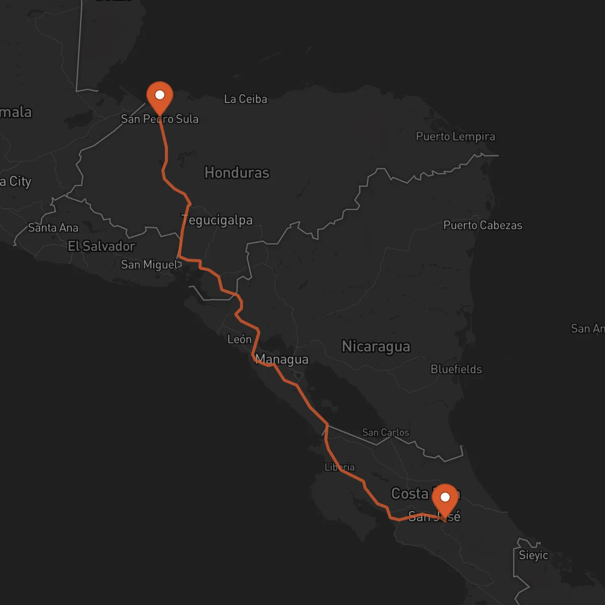 Ruta San Pedro Sula - Cartago