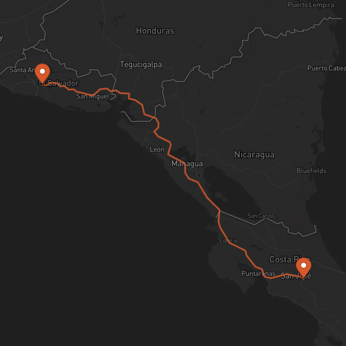 Ruta Cartago - San Salvador