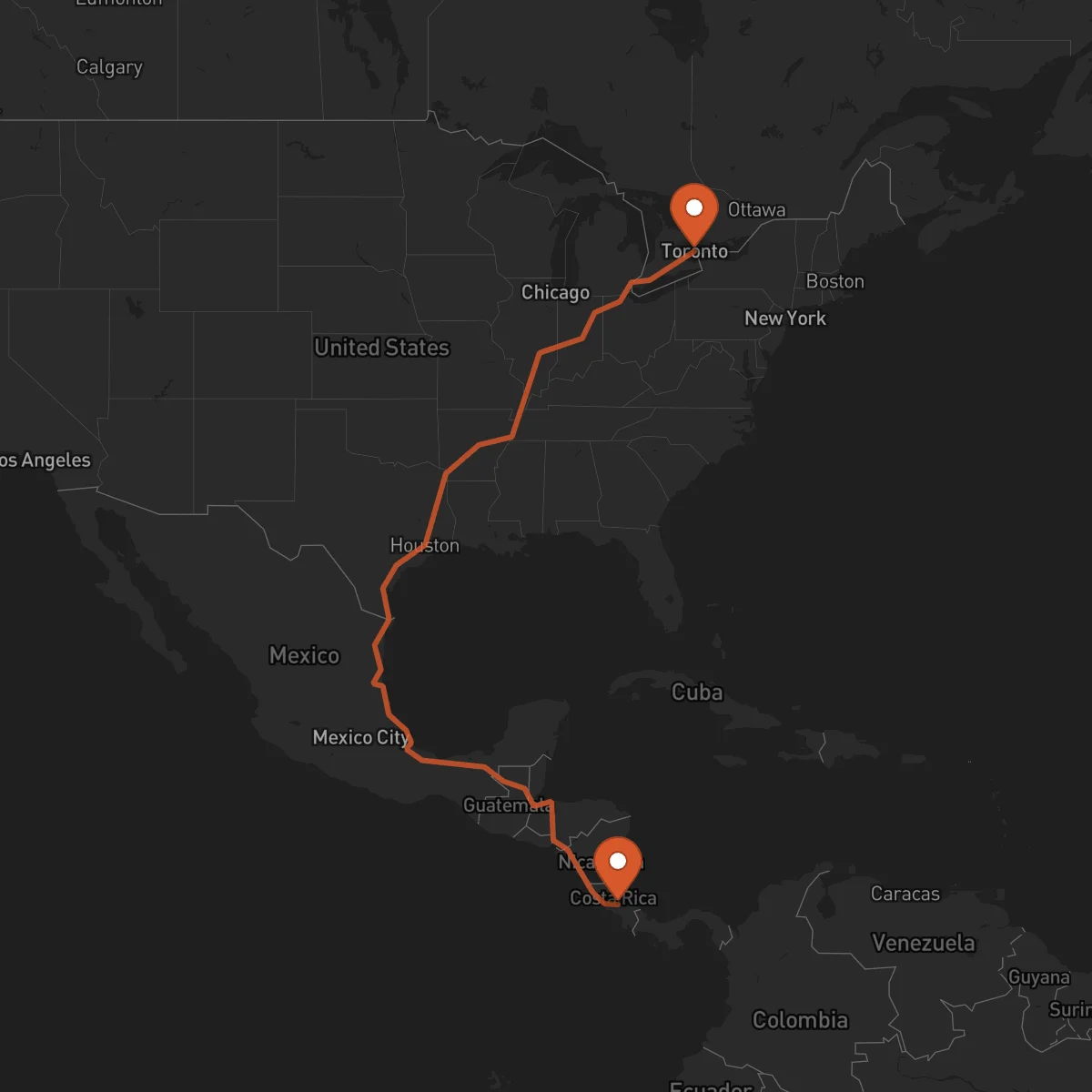 Ruta Toronto - Cartago