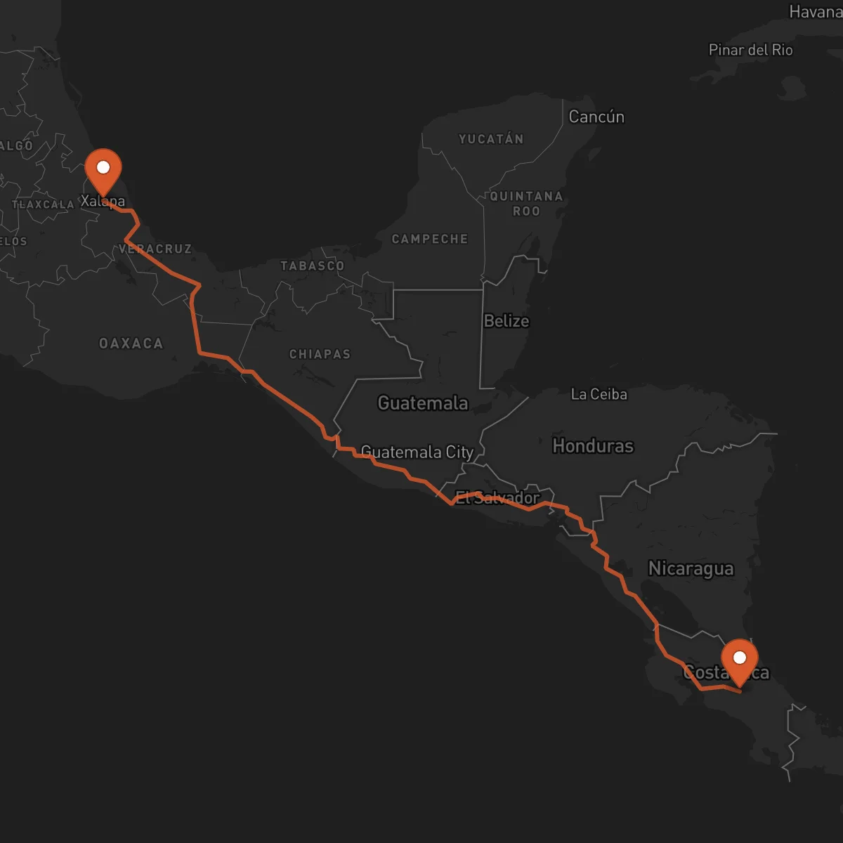Ruta Xalapa - Cartago