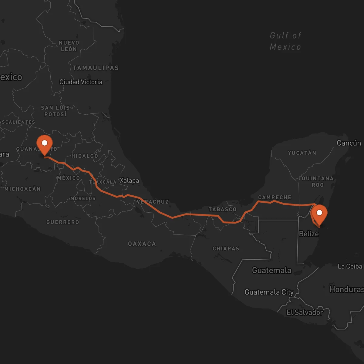 Ruta Celaya - Ciudad de Belice