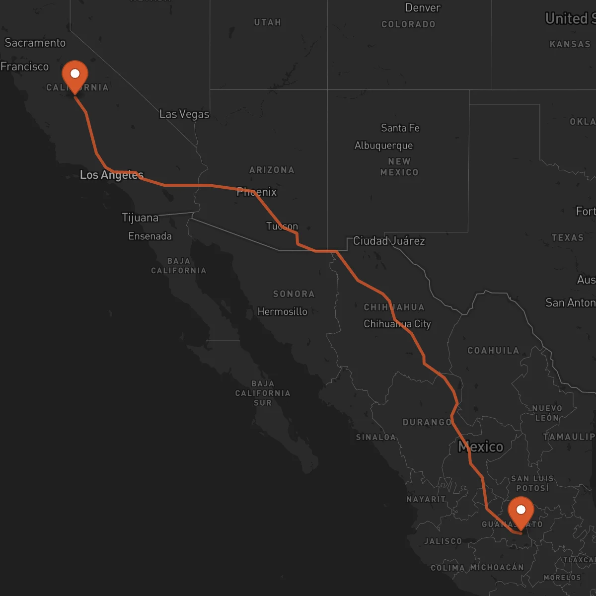 Ruta Fresno - Celaya