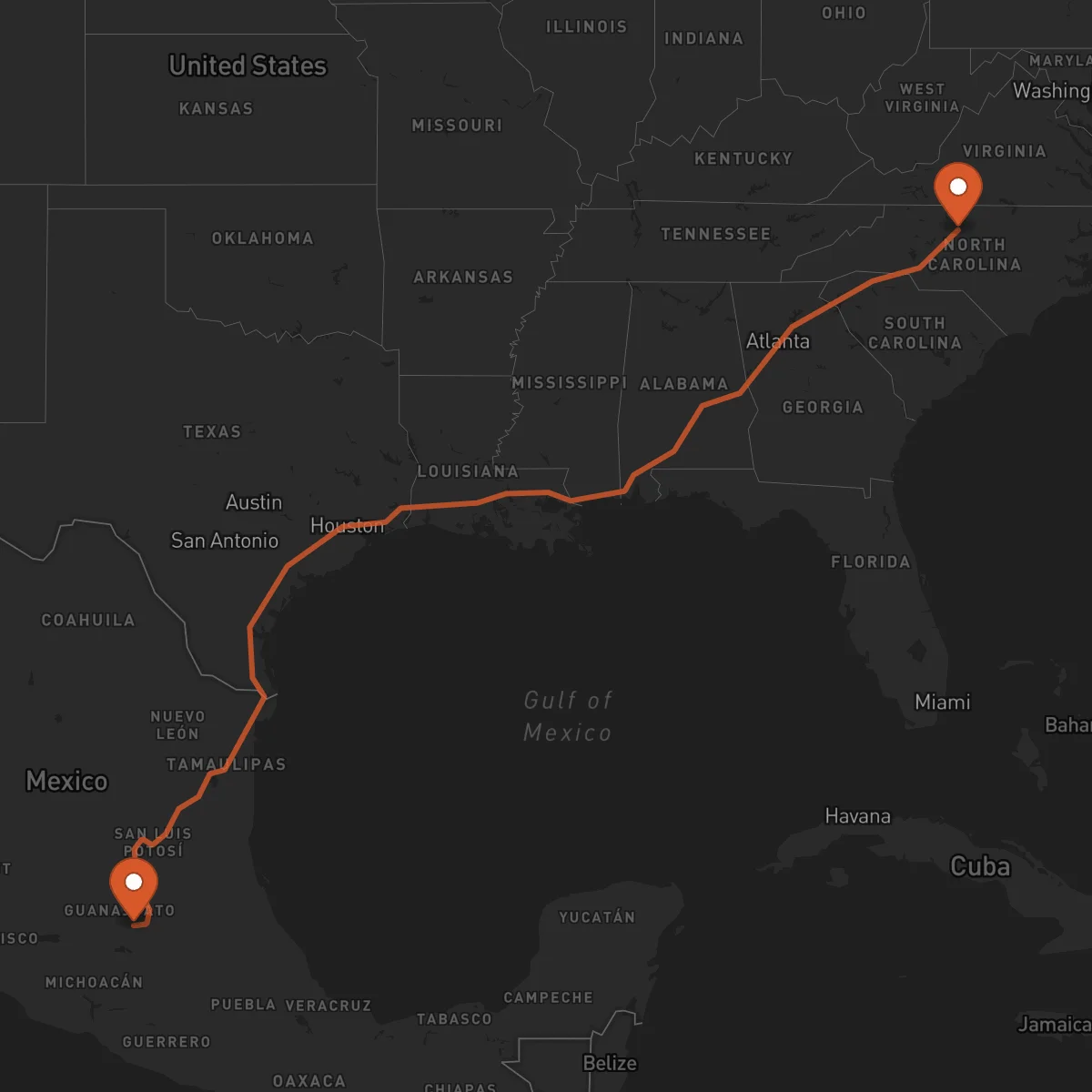 Ruta Celaya - Greensboro