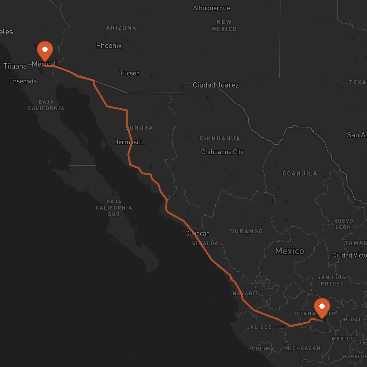 Ruta Celaya - Mexicali