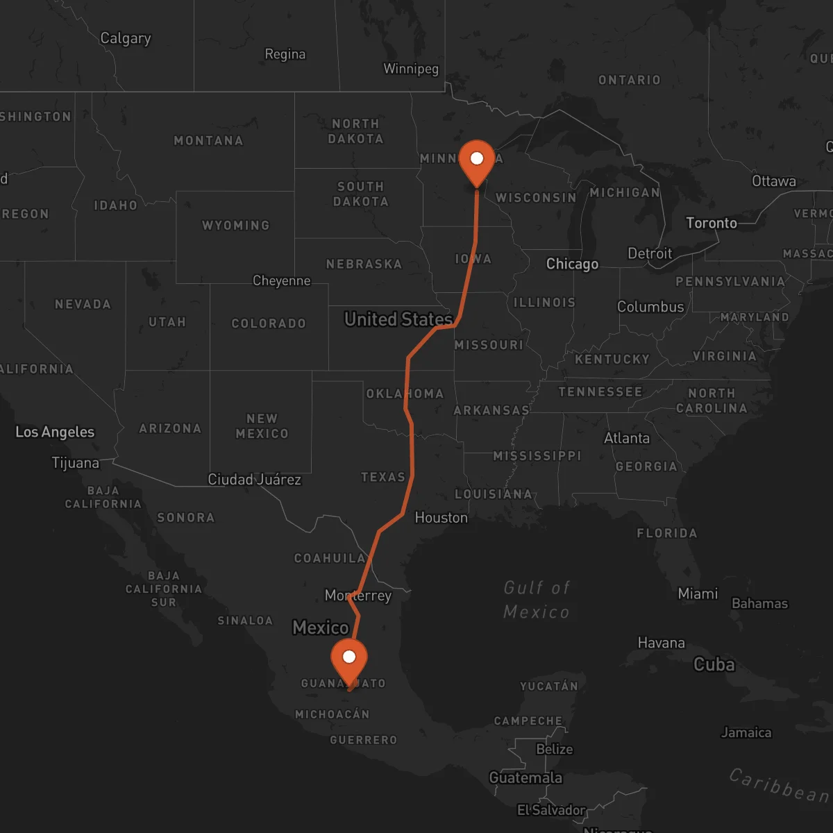 Ruta Minneapolis - Celaya