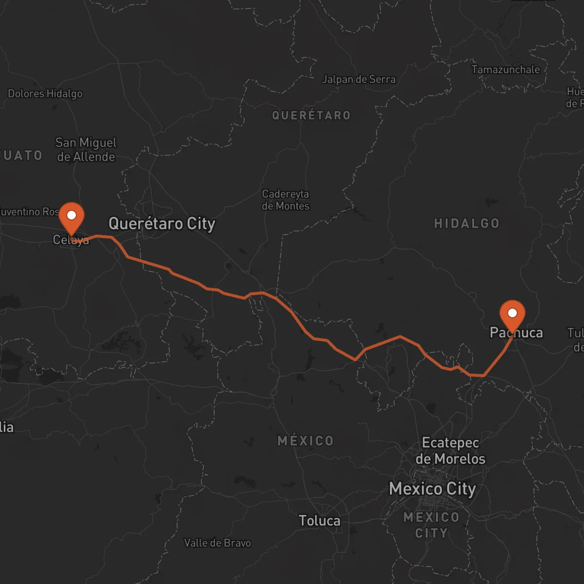 Ruta Pachuca de Soto - Celaya