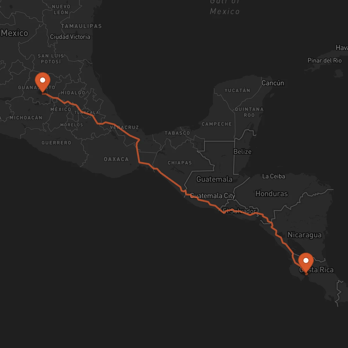 Ruta Celaya - Puntarenas