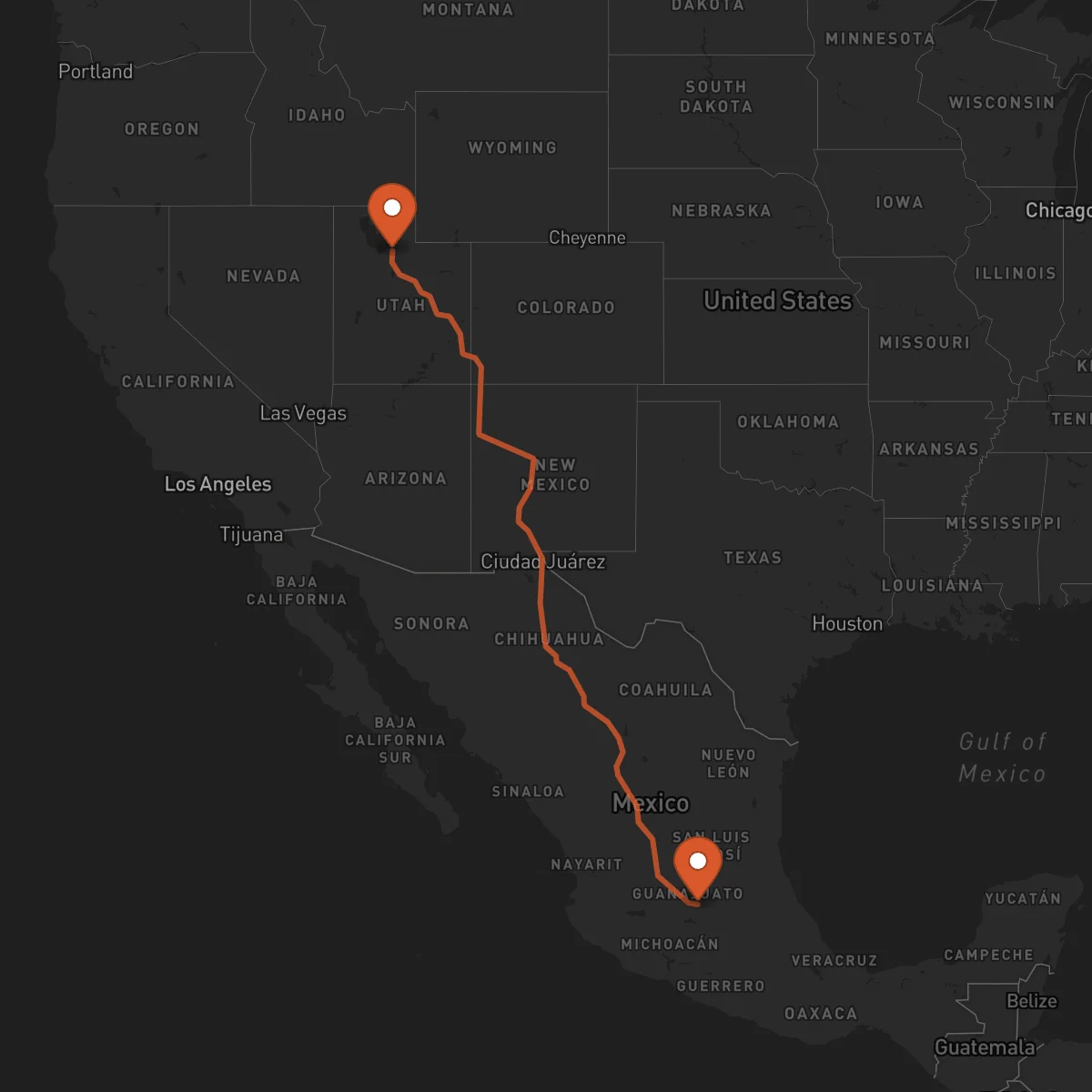 Ruta Salt Lake City - Celaya