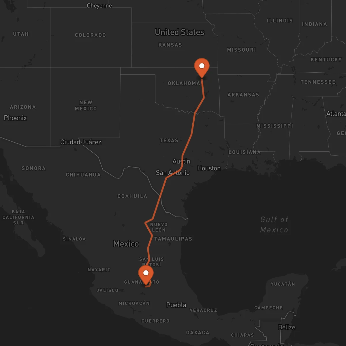 Ruta Celaya - Tulsa