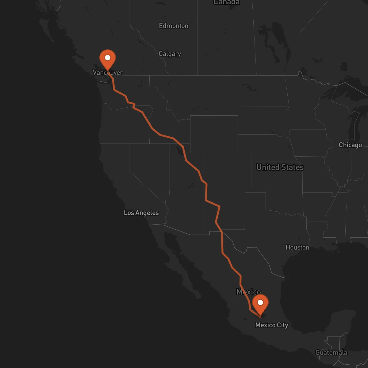Ruta Vancouver - Celaya