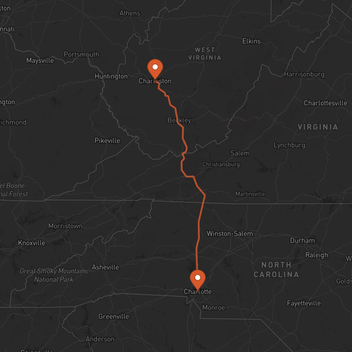 Ruta Charleston - Charlotte