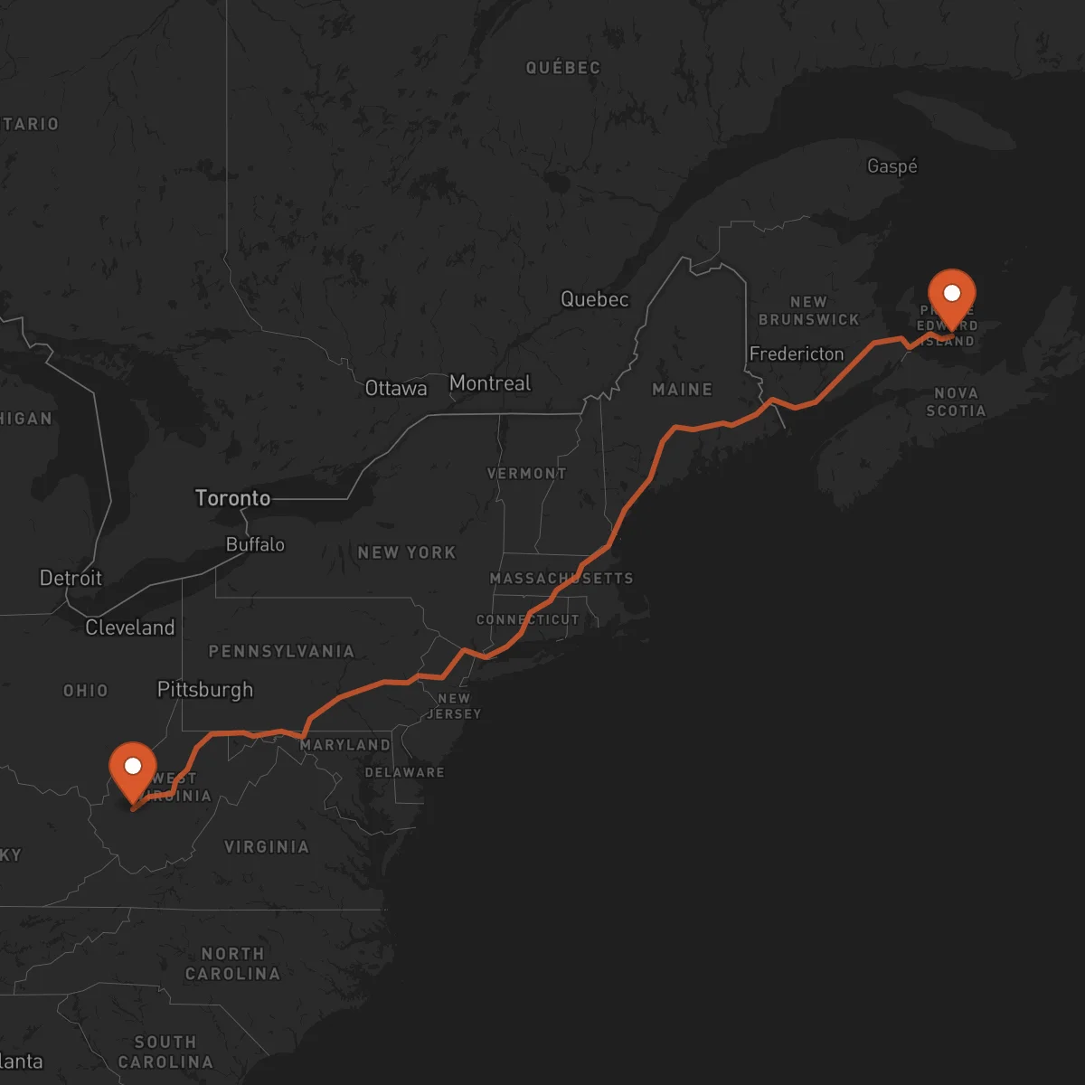 Ruta Charlottetown - Charleston