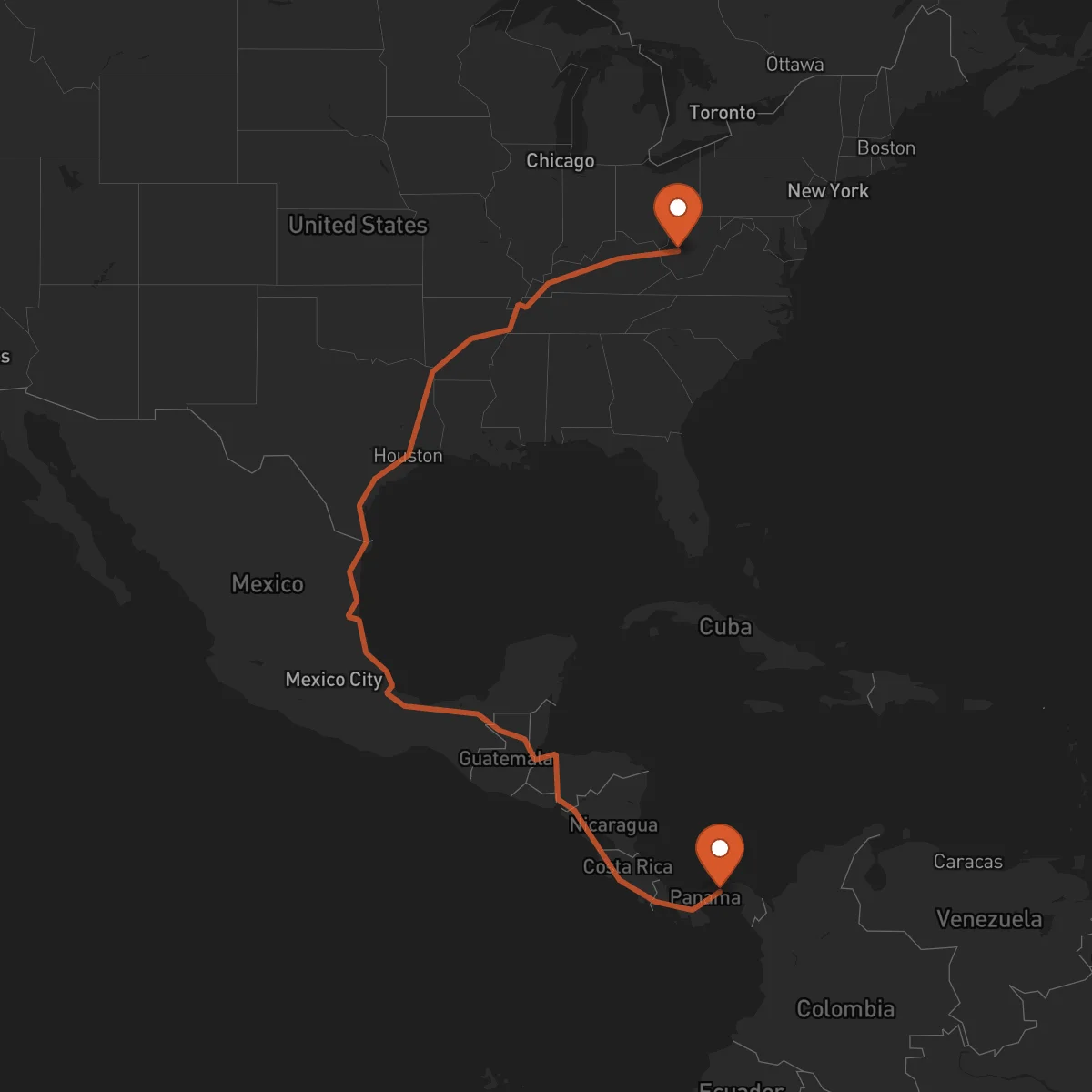 Ruta Panama - Charleston