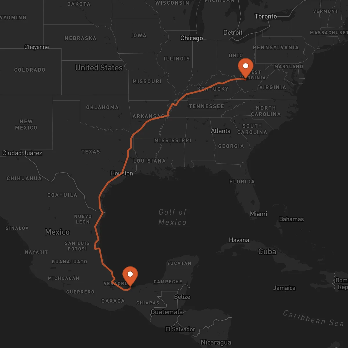 Ruta Charleston - Coatzacoalcos