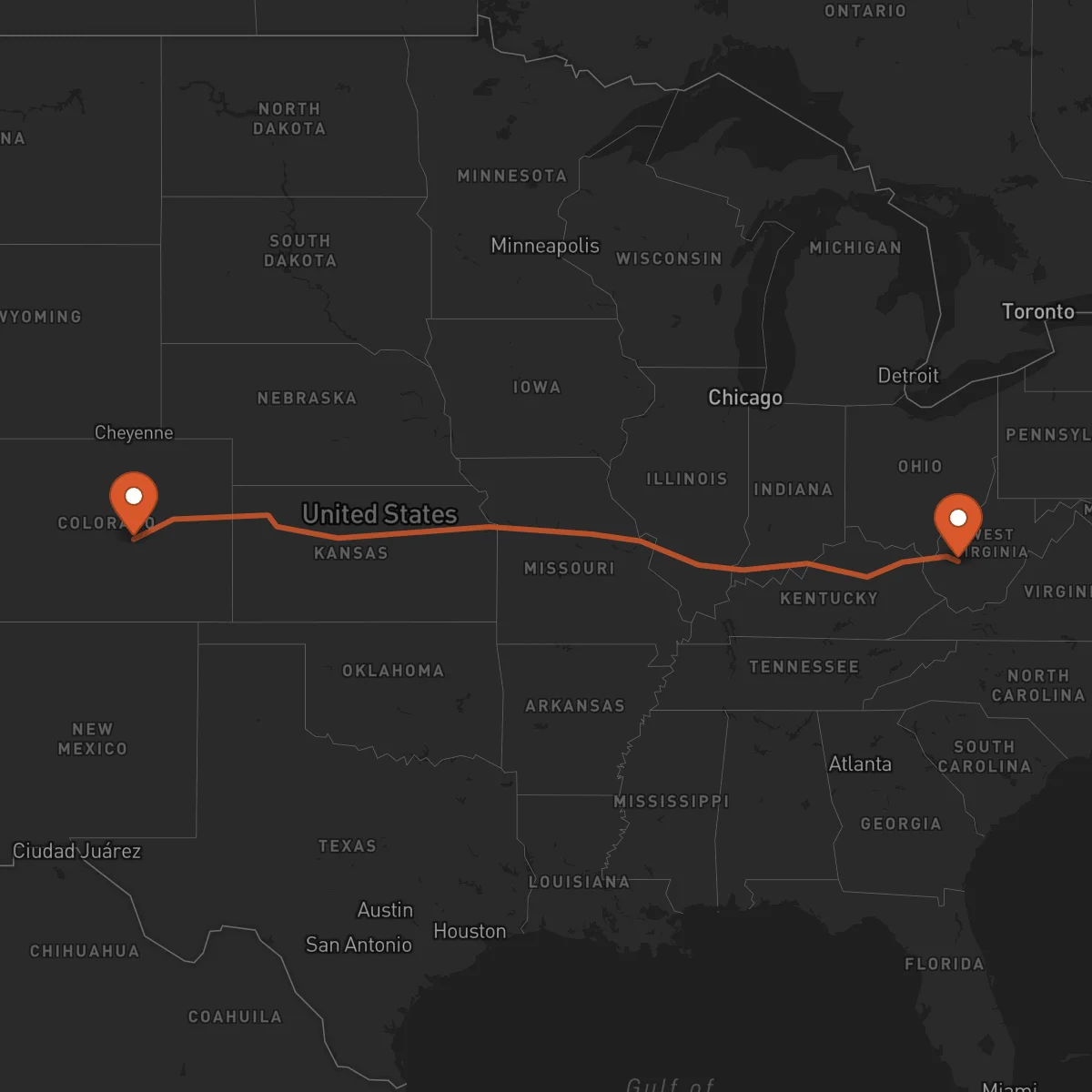 Ruta Colorado Springs - Charleston