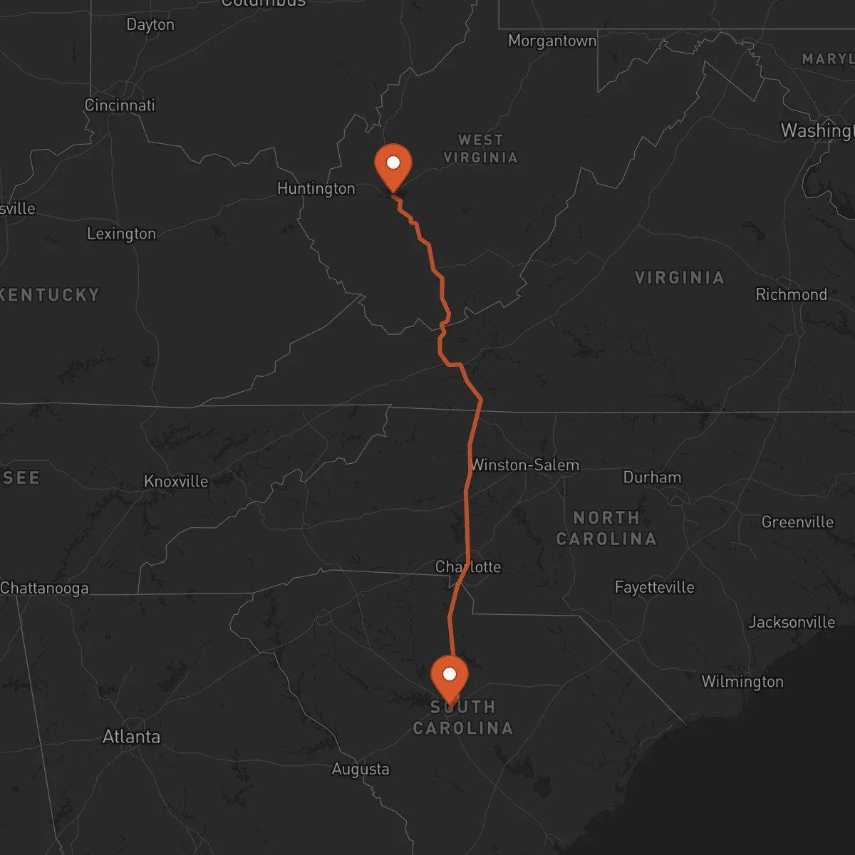 Ruta Charleston - Columbia