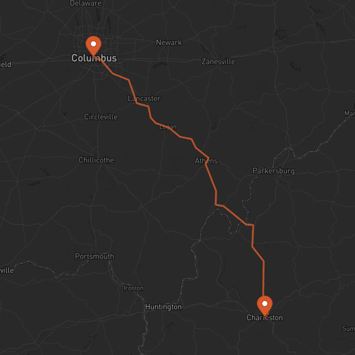 Ruta Columbus - Charleston