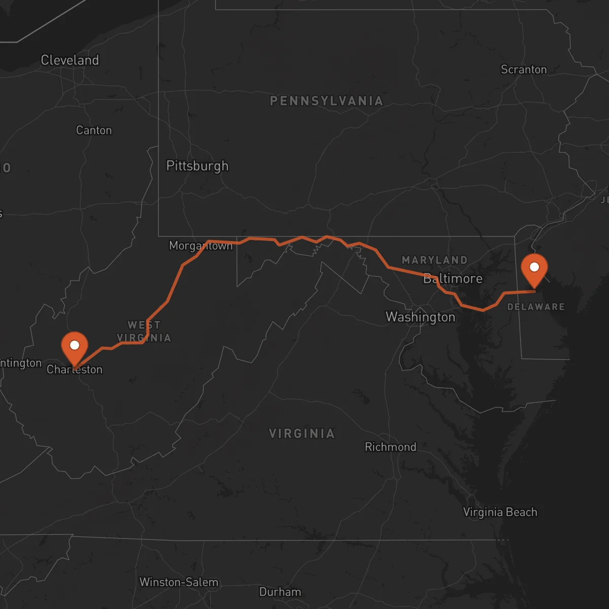 Ruta Charleston - Dover