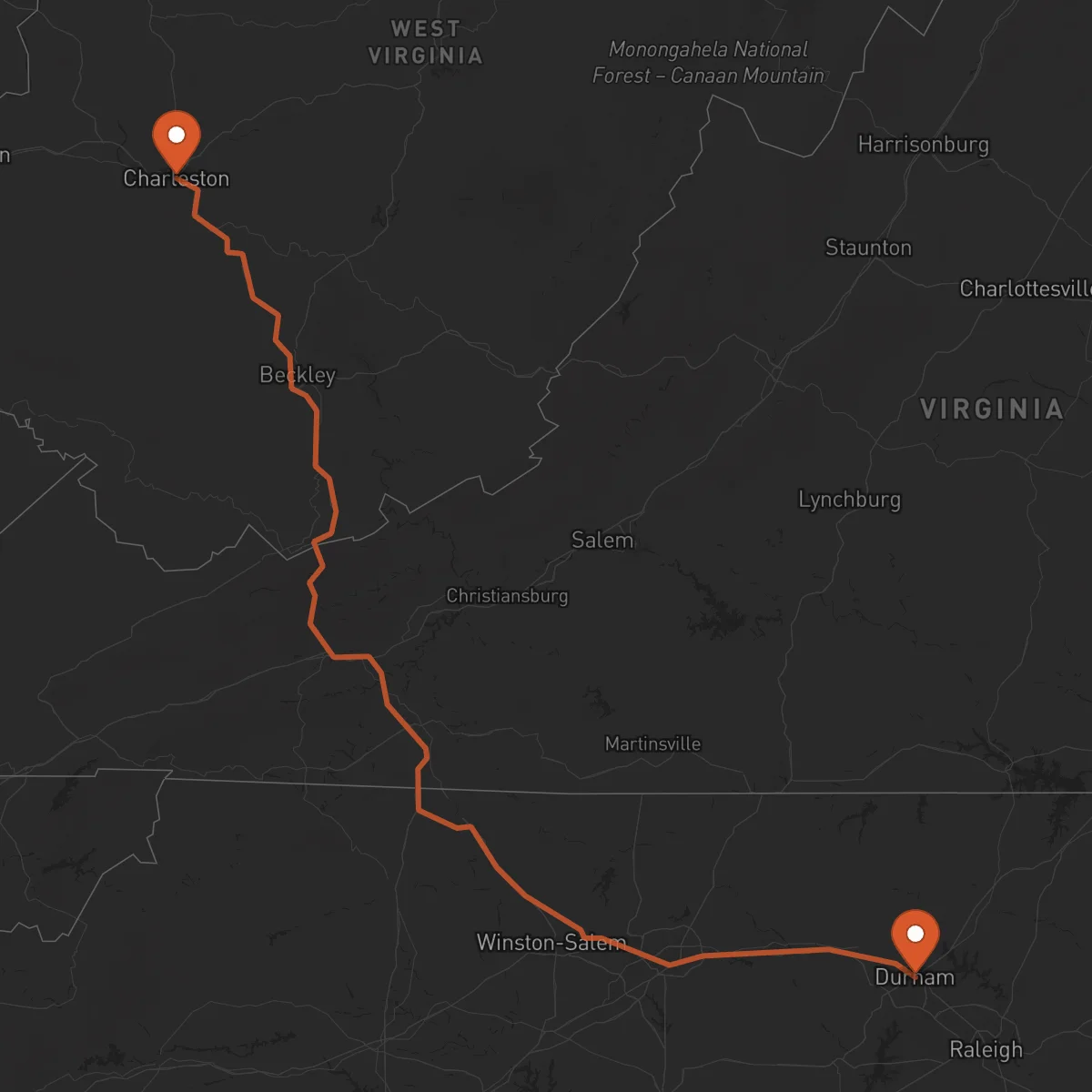Ruta Charleston - Durham
