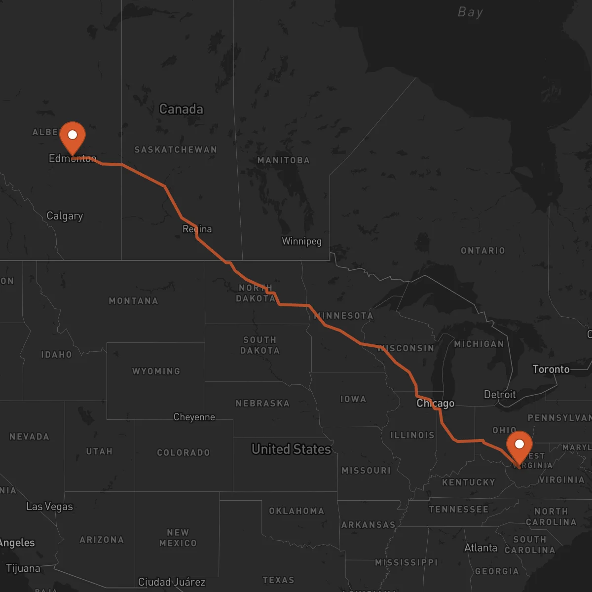 Ruta Charleston - Edmonton