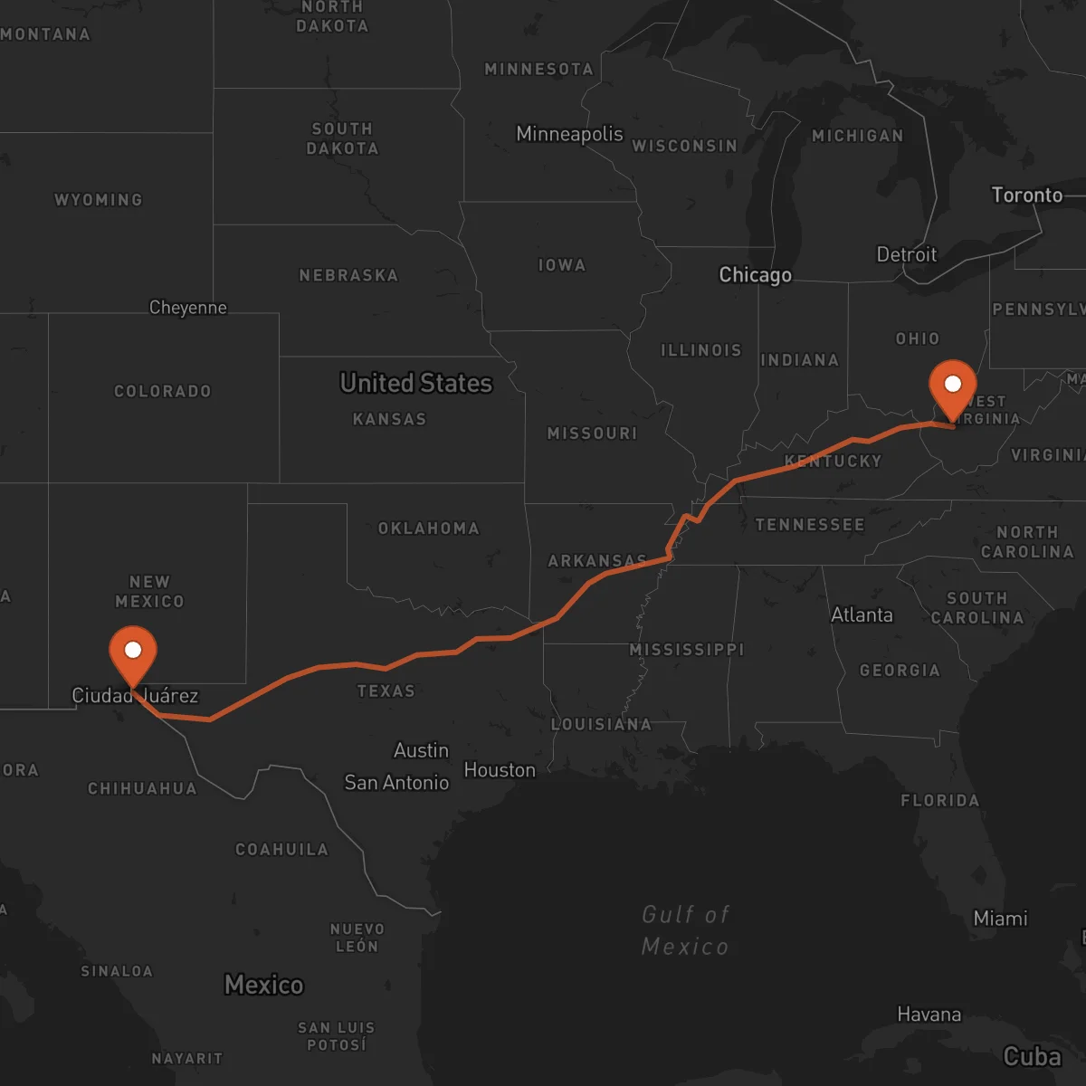 Ruta Charleston - El Paso