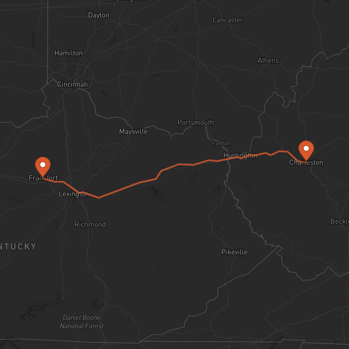 Ruta Charleston - Frankfort