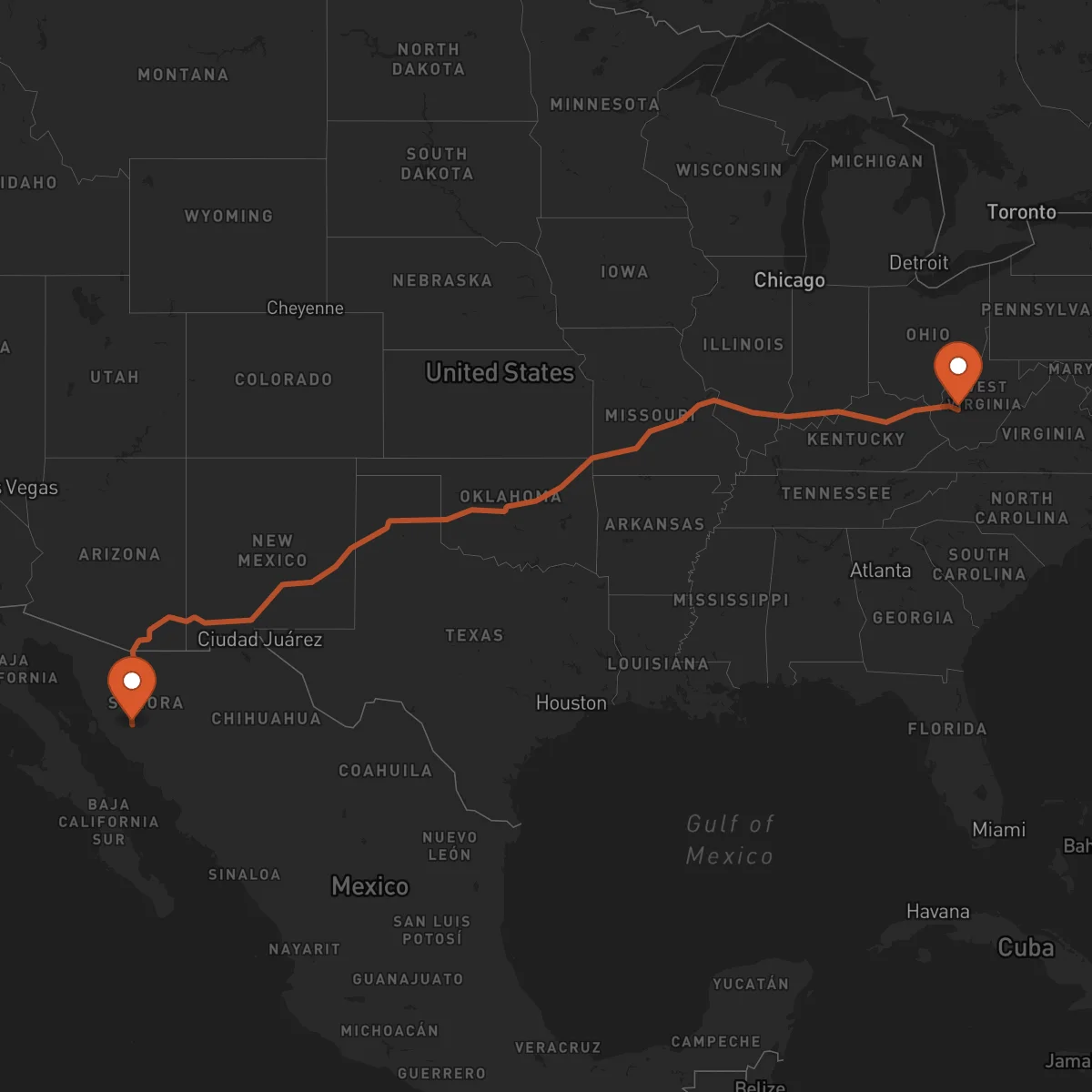 Ruta Hermosillo - Charleston