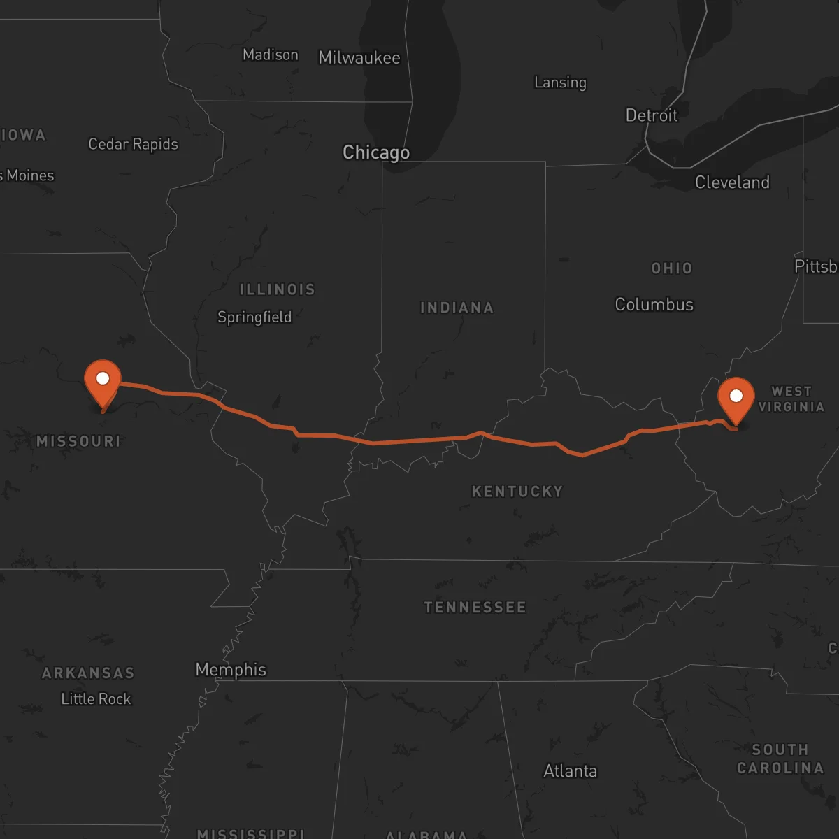 Ruta Charleston - Jefferson City