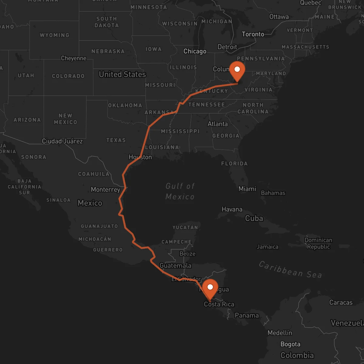 Ruta Charleston - Liberia