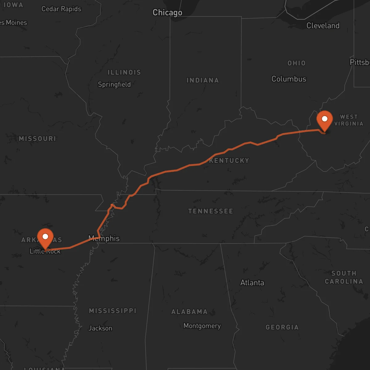 Ruta Little Rock - Charleston