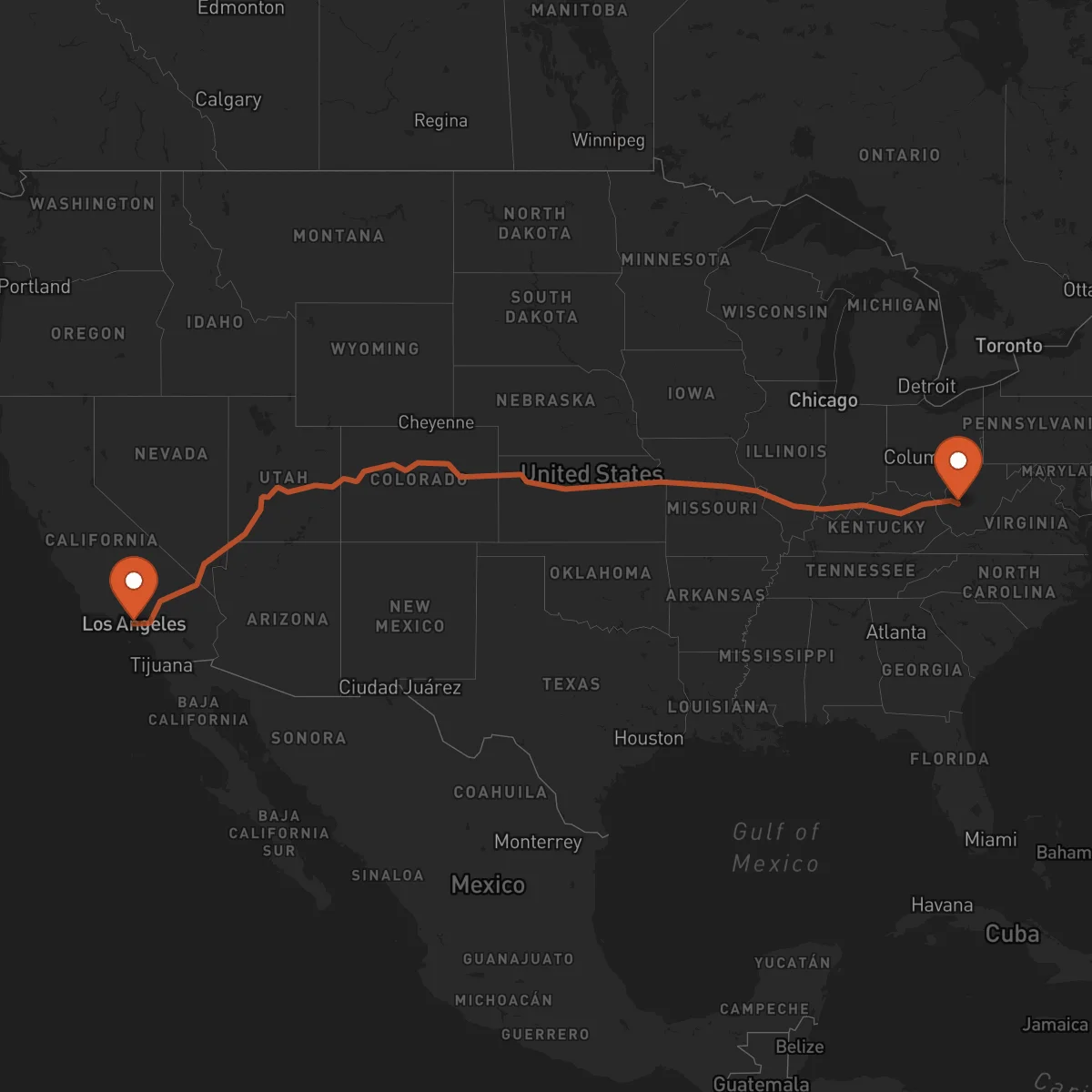 Ruta Los Angeles - Charleston