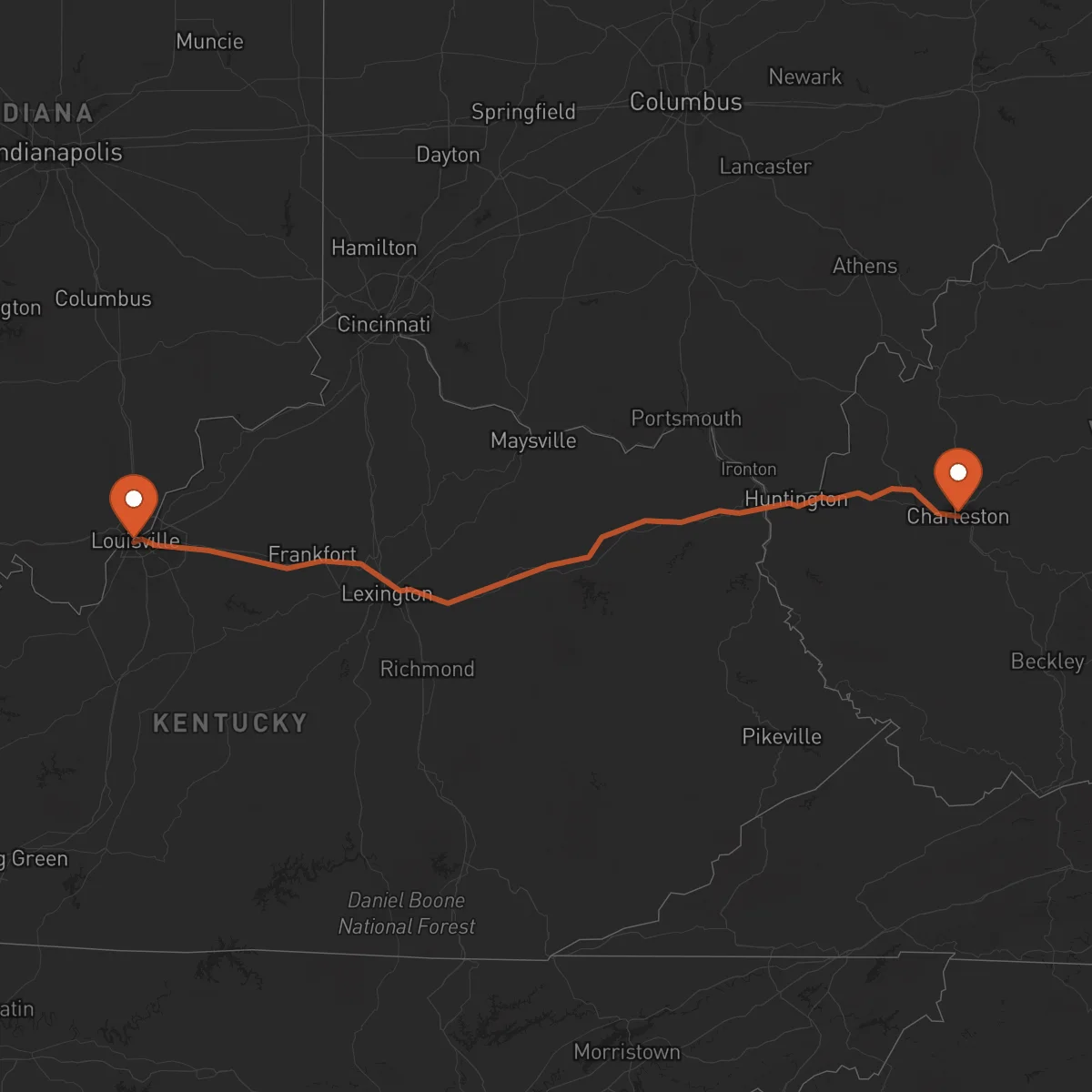 Ruta Louisville - Charleston