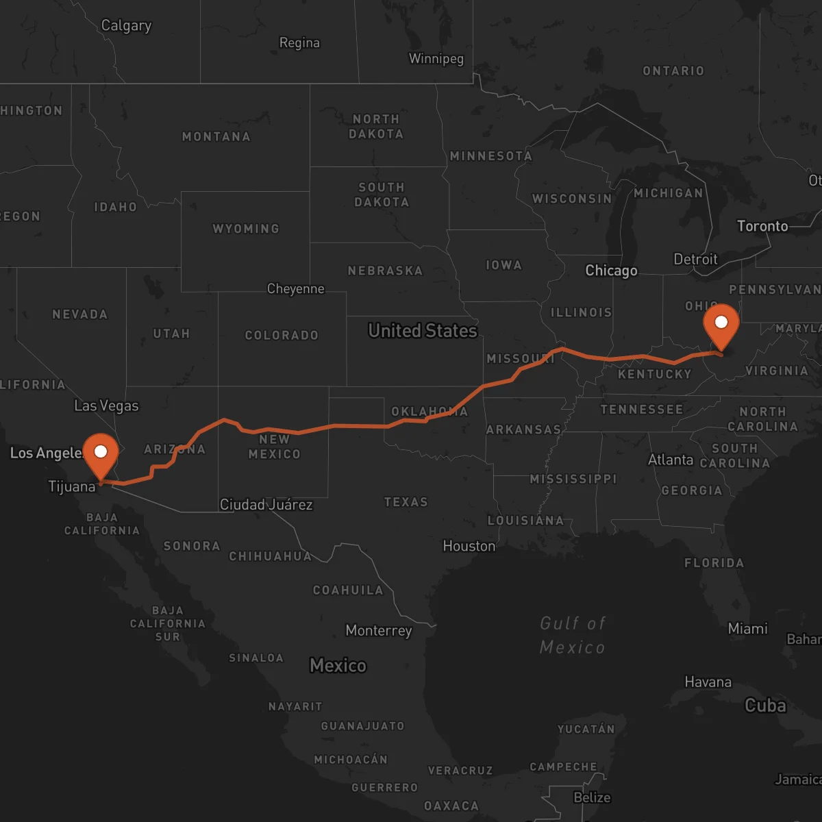 Ruta Charleston - Mexicali