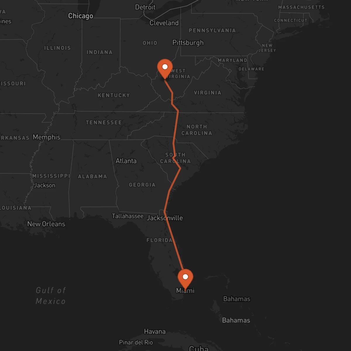 Ruta Charleston - Miami