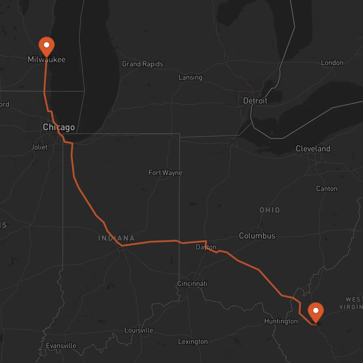 Ruta Charleston - Milwaukee