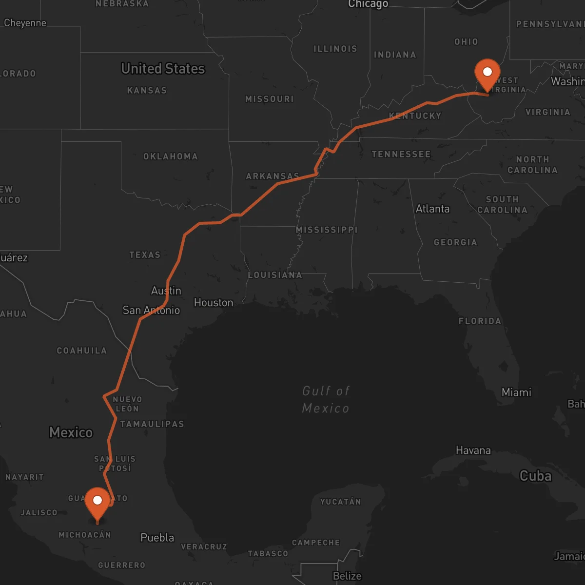 Ruta Charleston - Morelia