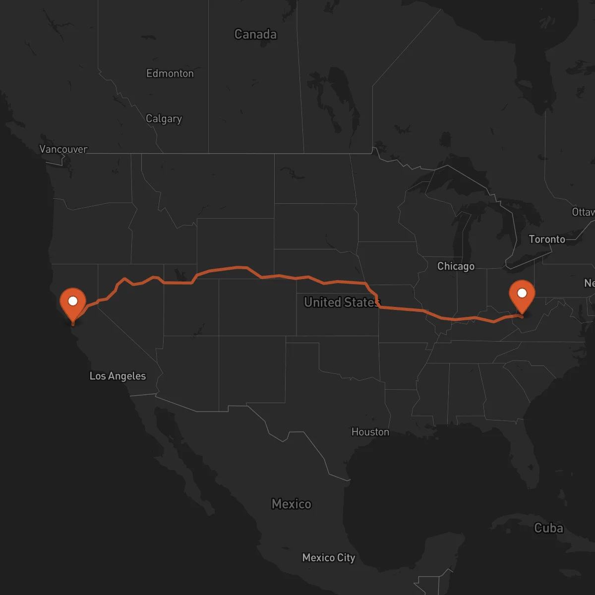 Ruta Charleston - Oakland