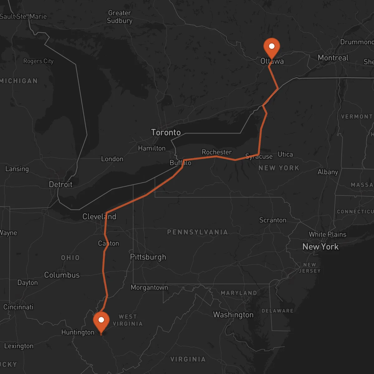 Ruta Charleston - Ottawa