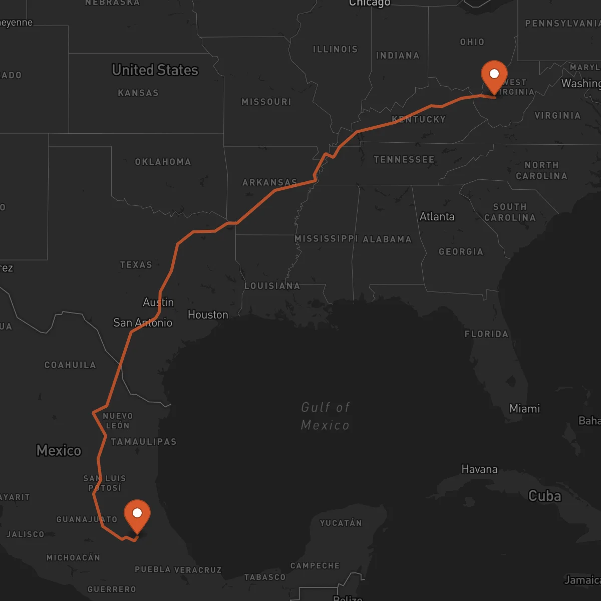 Ruta Pachuca de Soto - Charleston