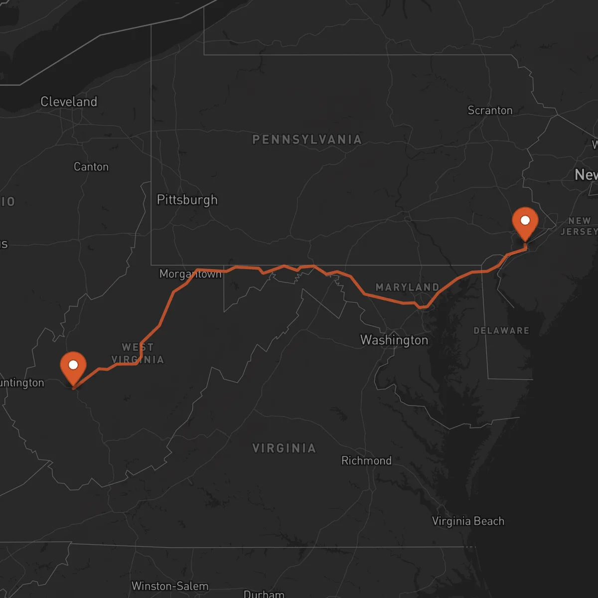Ruta Philadelphia - Charleston