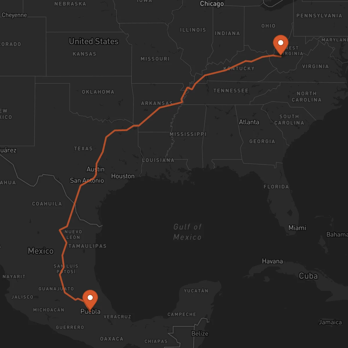 Ruta Puebla de Zaragoza - Charleston
