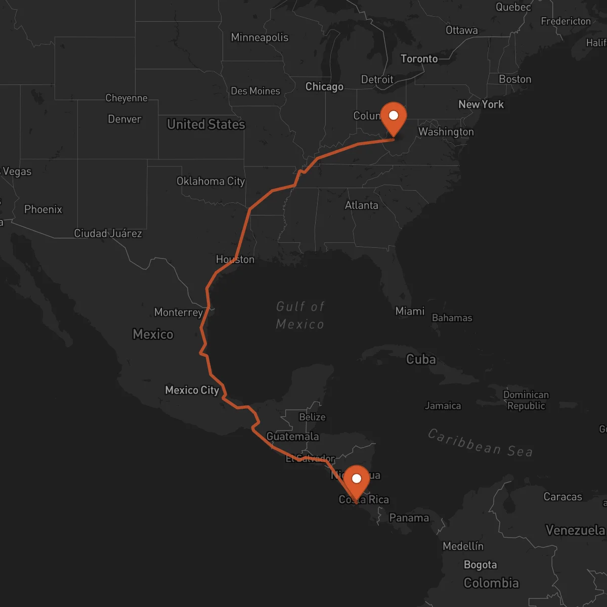 Ruta Puntarenas - Charleston