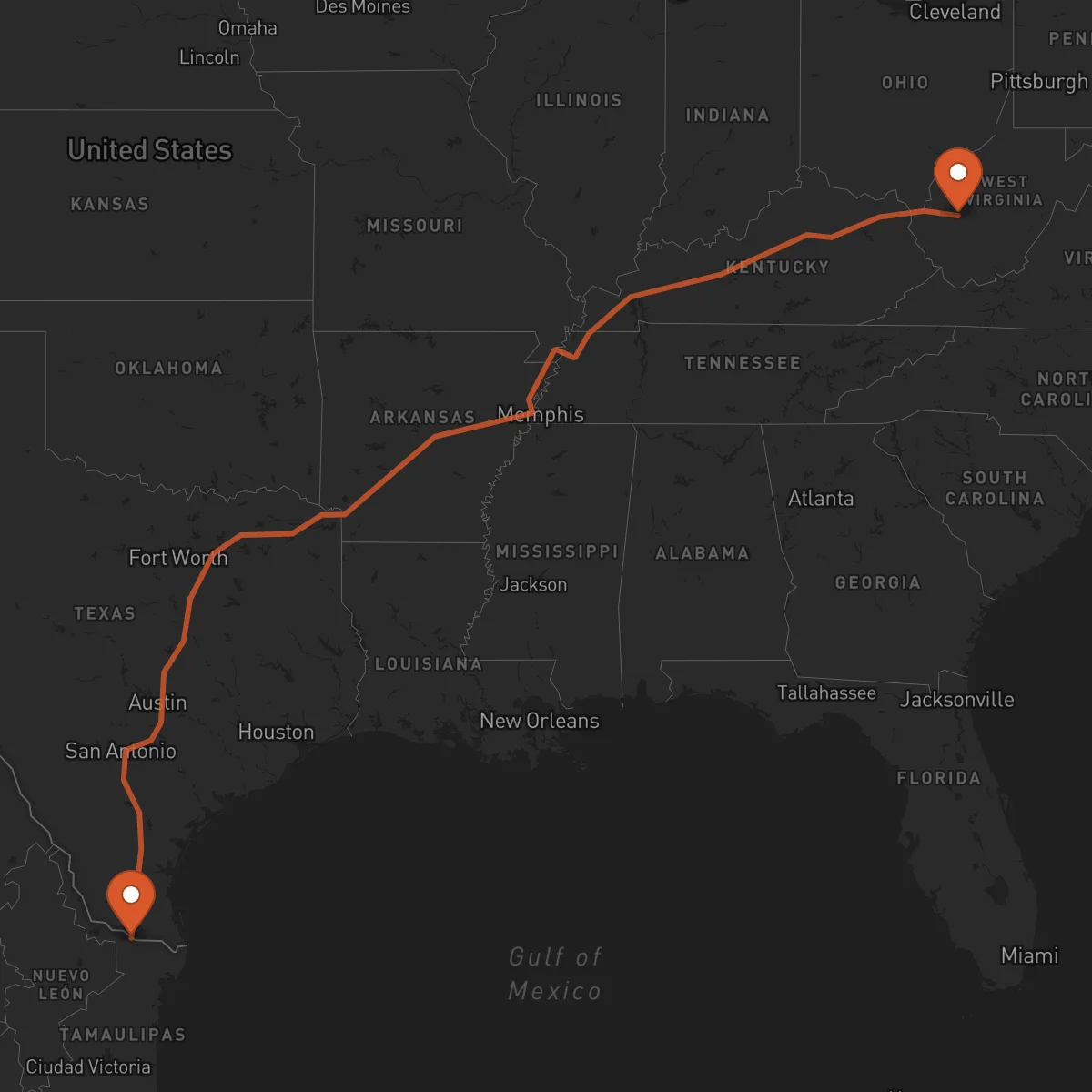 Ruta Charleston - Reynosa